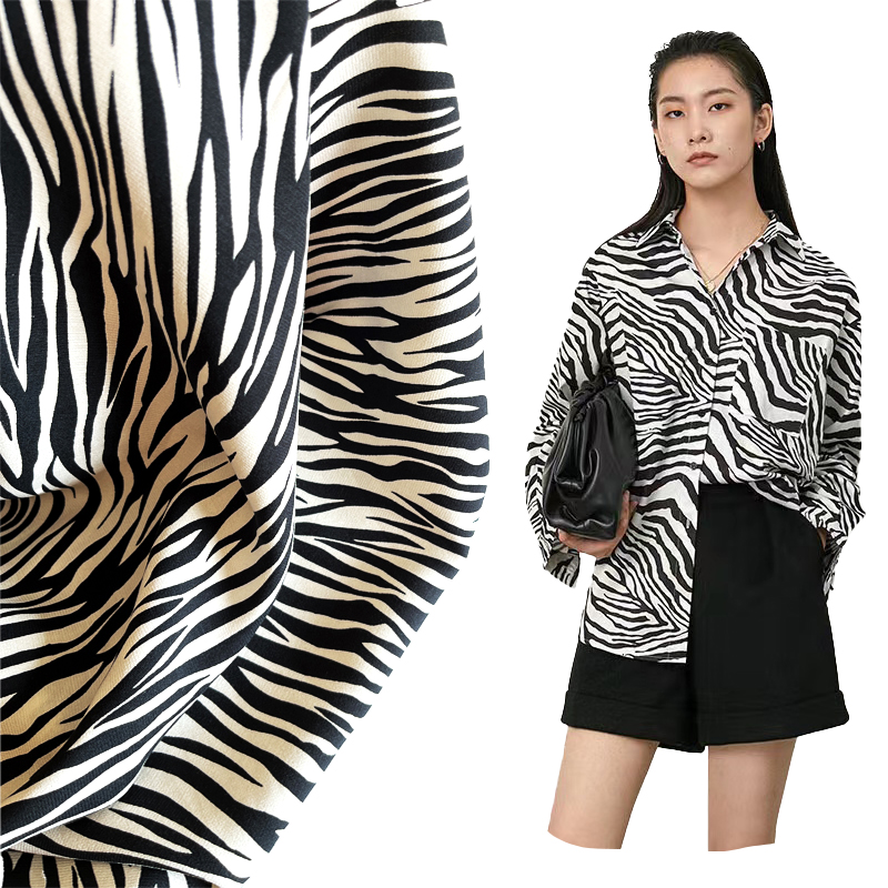 56 rayon 44 viscose cetim Animal print zebra animal print tecido