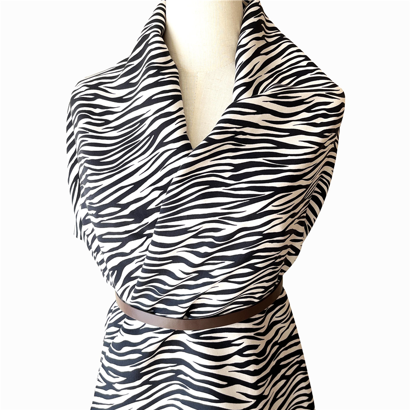 56 rayon 44 viscose cetim Animal print zebra animal print tecido