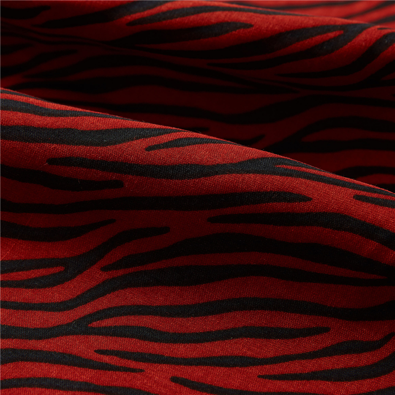 Listra de zebra vermelha leve 100% rayon popelina tecido zebra animal print