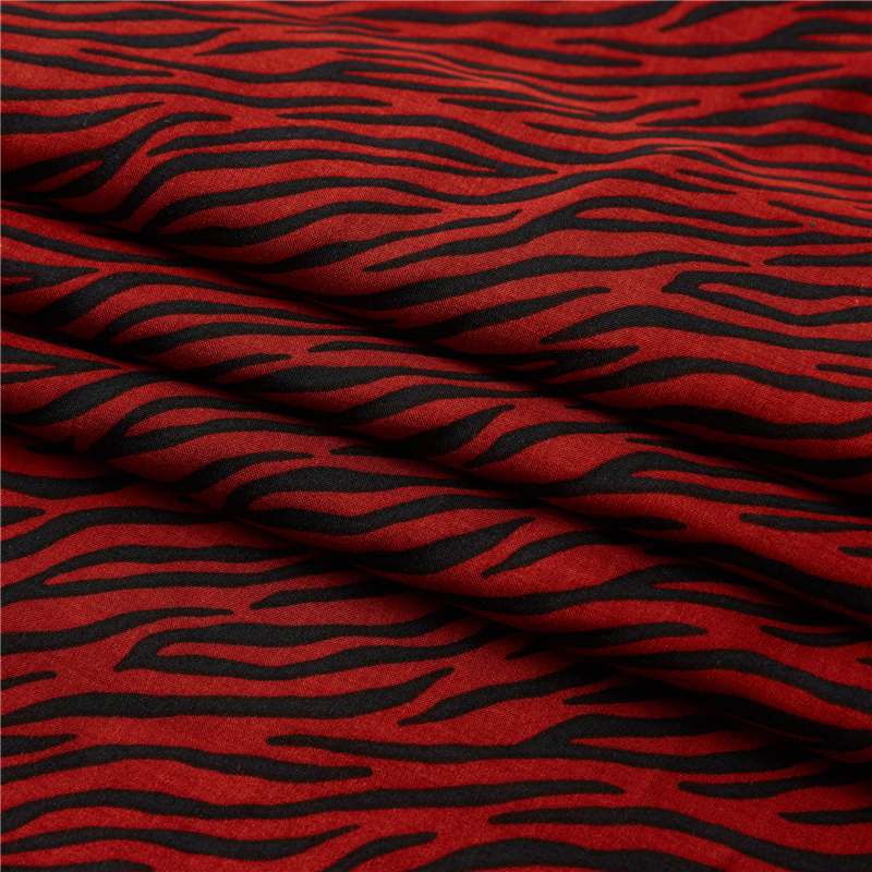 Listra de zebra vermelha leve 100% rayon popelina tecido zebra animal print