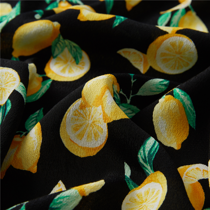 Lemon print crepe 53% viscose 47% rayon popeline tecido exótico havaiano