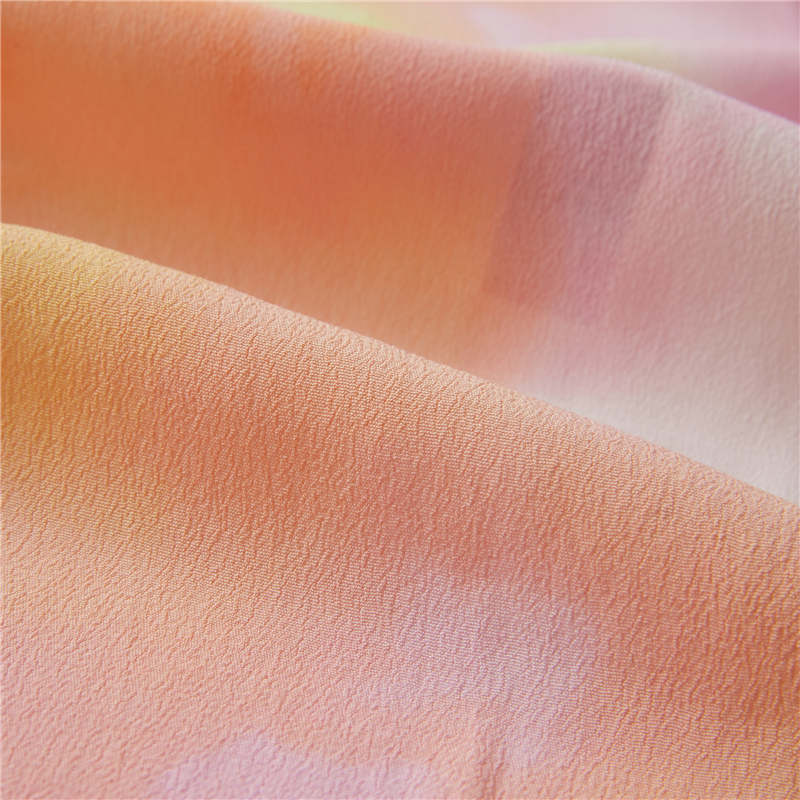 Sunset glow 53% viscose 47% rayon crepe tecido de rayon pastoral