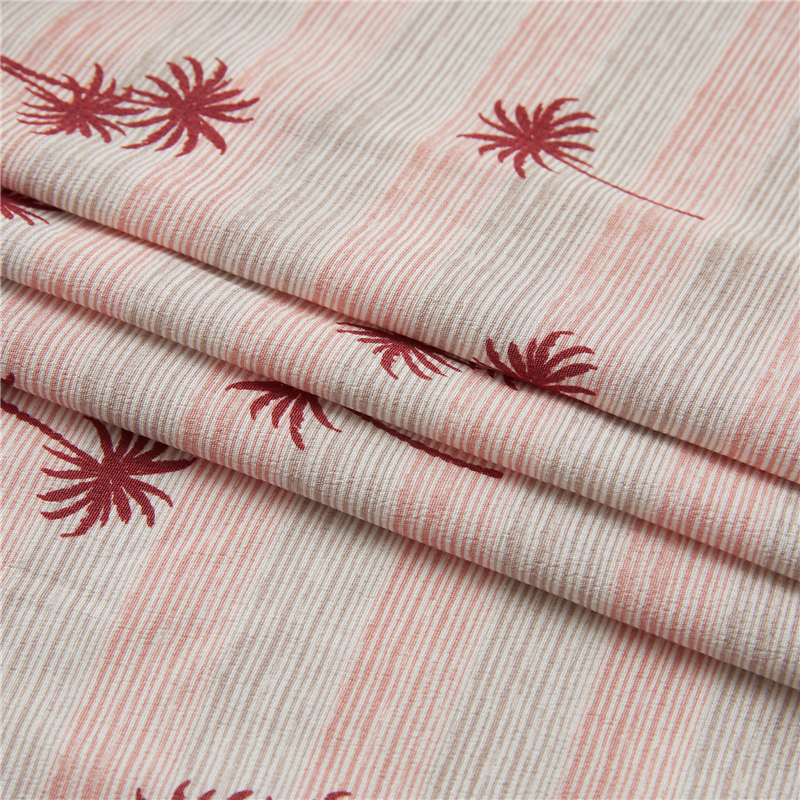 Stripe palm impressão digital crepe 53% viscose 47% rayon popeline exótico tecido havaiano