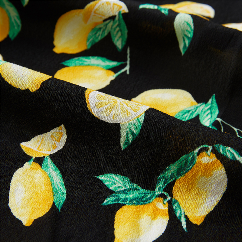 Lemon print crepe 53% viscose 47% rayon popeline tecido exótico havaiano