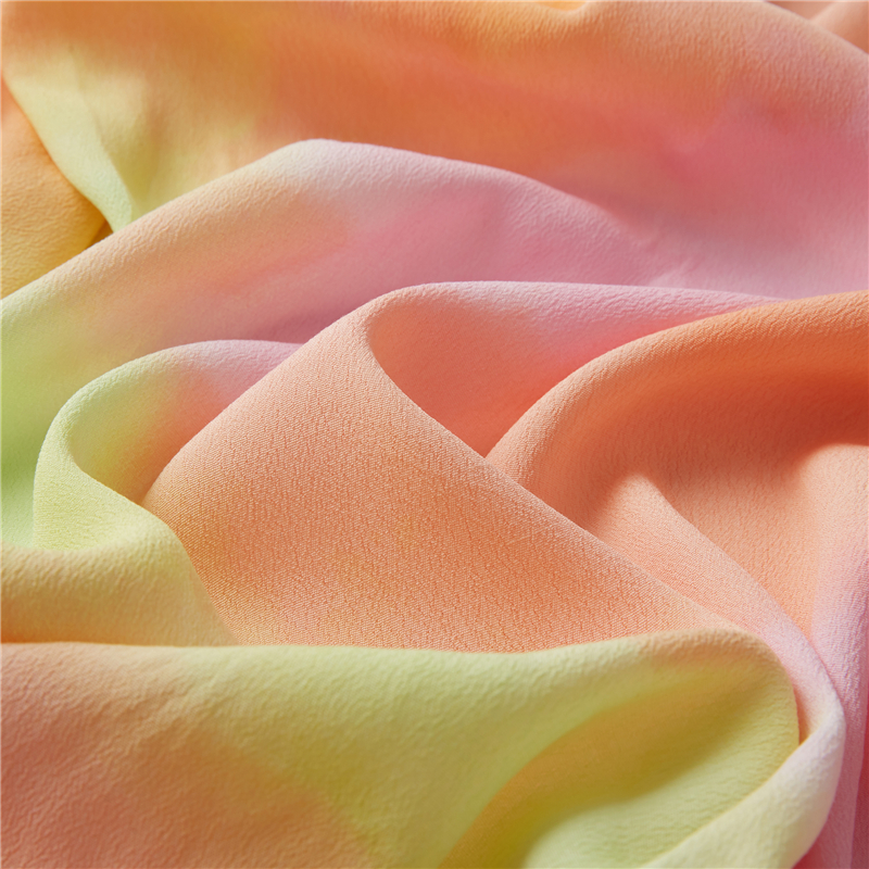 Sunset glow 53% viscose 47% rayon crepe tecido de rayon pastoral