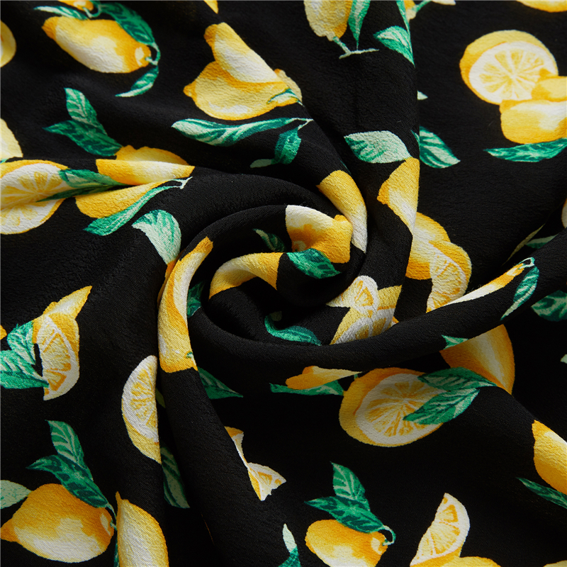 Lemon print crepe 53% viscose 47% rayon popeline tecido exótico havaiano